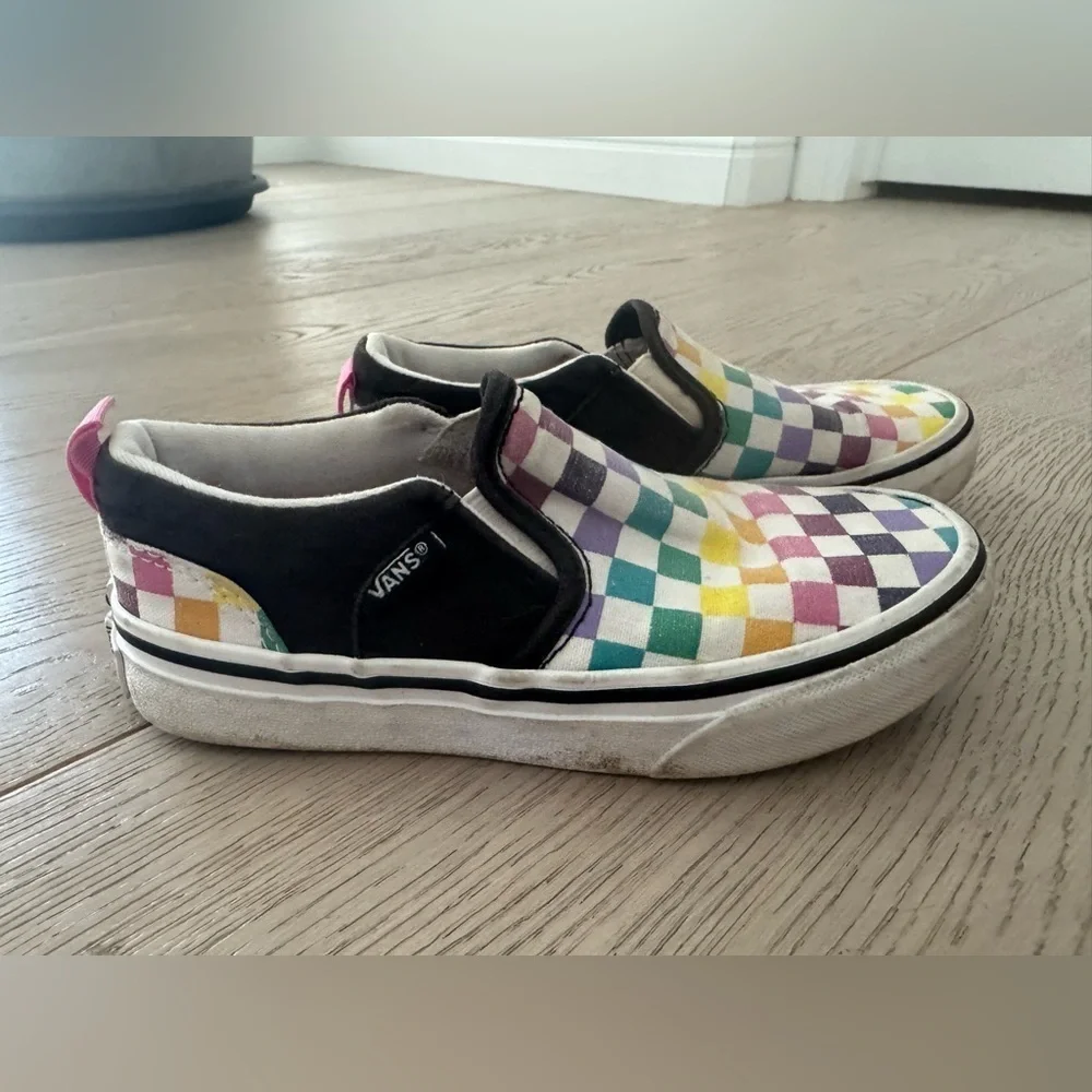 VANS Canvas Multicolor checkered Slip On Unisex Kids' Shoes size 12